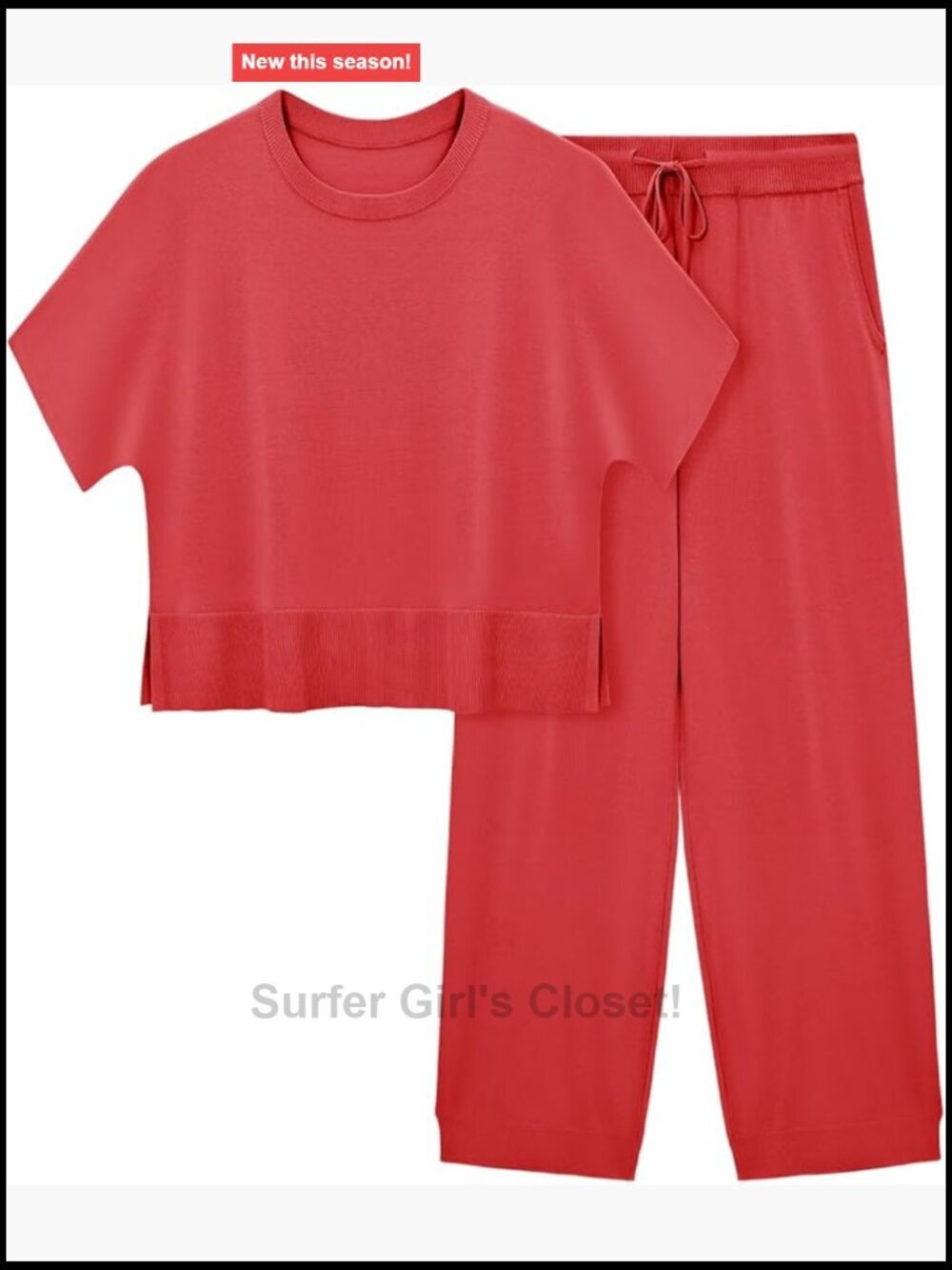 2 Piece Knit Crop Top and Wide Leg Pants Lounge Set